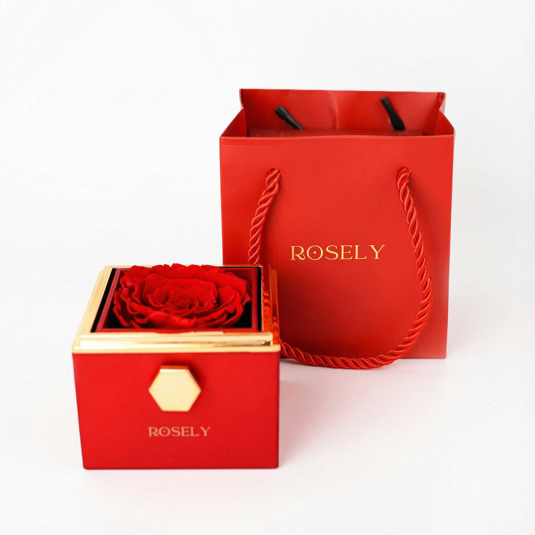 Wieczna Róża Rosely + naszyjnik