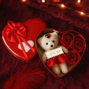 Pudełko Serce z Misiem i Mydlanymi Różami